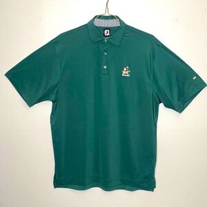 Foot Joy Polo Shirt, Sz‎ L, Dark Green with Native American Embroidery